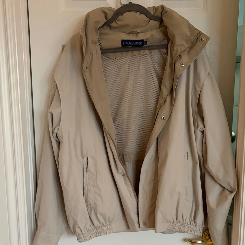 PGA TOUR Beige Men's Windbreaker Jacket - Picture 1 of 6